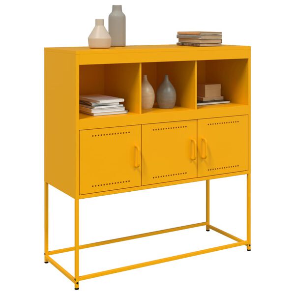 vidaXL Buffet jaune moutarde 100,5x39x107 cm acier