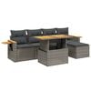 vidaXL Salon de jardin 6 pcs avec coussins gris r&eacute;sine tress&eacute;e
