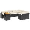 vidaXL Salon de jardin 10 pcs avec coussins noir r&eacute;sine tress&eacute;e