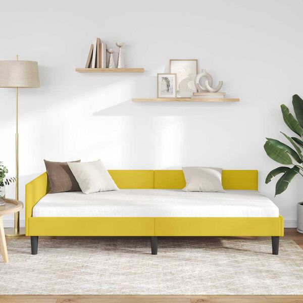 vidaXL Cadre de lit d'angle avec t&ecirc;te de lit Jaune 100 cm x 200 cm