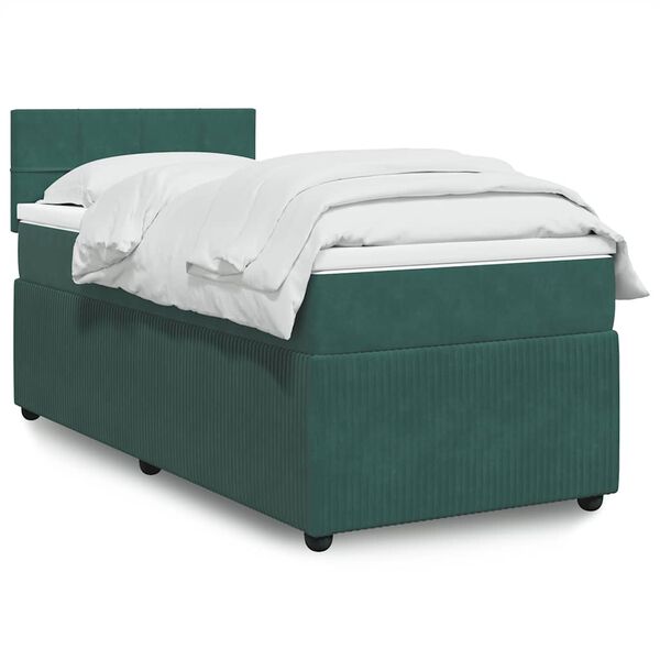 vidaXL Sommier &agrave; lattes de lit avec matelas Vert fonc&eacute; 90x200 cm