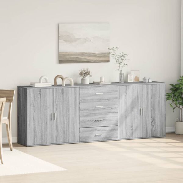 vidaXL Buffets 3 pcs Sonoma gris Bois d'ing&eacute;nierie