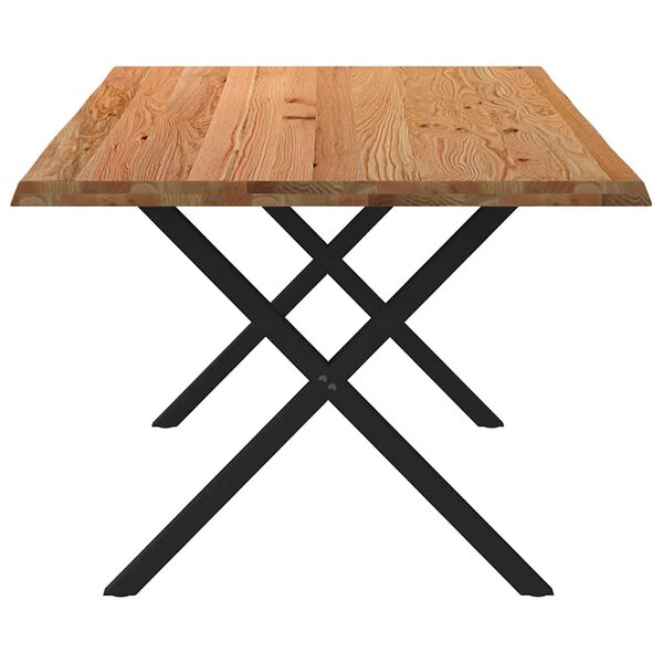 vidaXL Table &agrave; manger avec bord naturel bois de ch&ecirc;ne massif rectangulaire