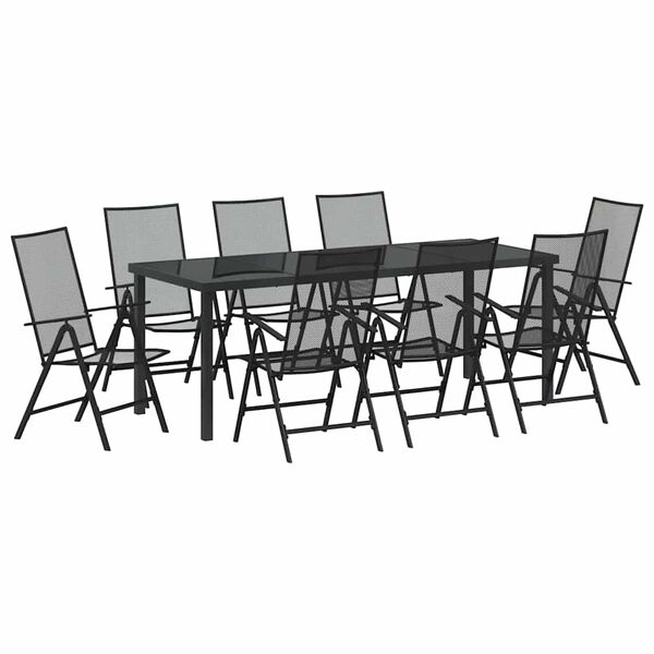 vidaXL Ensemble de salle &agrave; manger pour jardin 9 pcs Anthracite