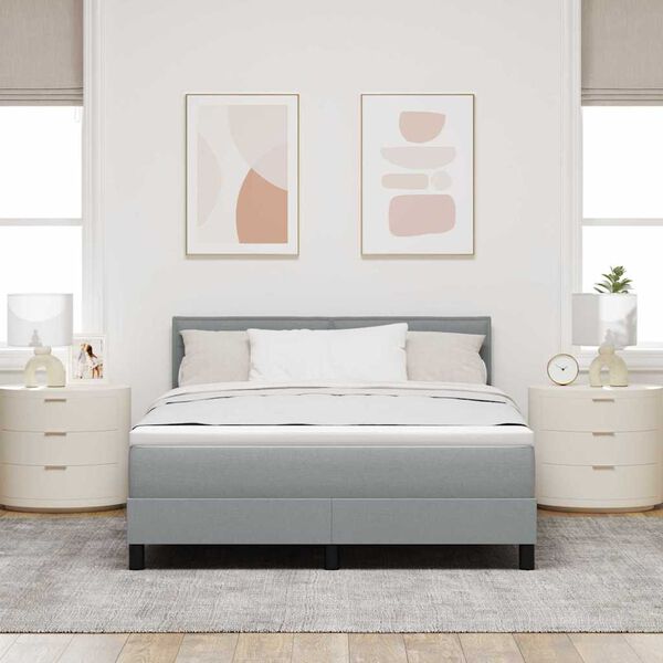 vidaXL Lit &agrave; ressorts avec matelas Gris clair 140 x 200 cm tissu