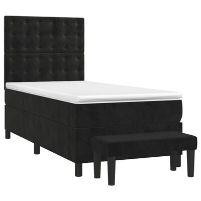 vidaXL Sommier à lattes de lit avec matelas Noir 90x190 cm Velours