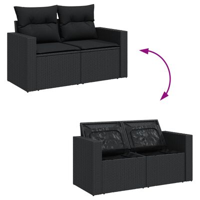 vidaXL Salon de jardin avec coussins 13 pcs noir résine tressée