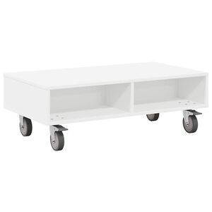 vidaXL Table d'appoint avec roues Blanc 90 x 50 x 30 cm