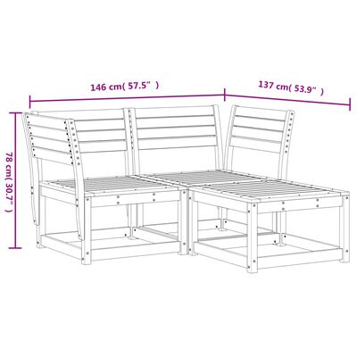 vidaXL Salon de jardin 3 pcs bois de pin massif