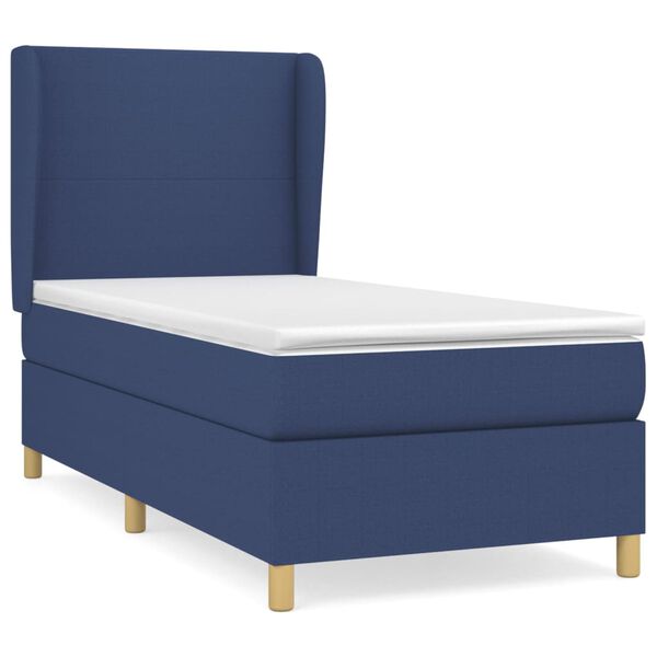vidaXL Sommier &agrave; lattes de lit avec matelas Bleu 90x190 cm Tissu