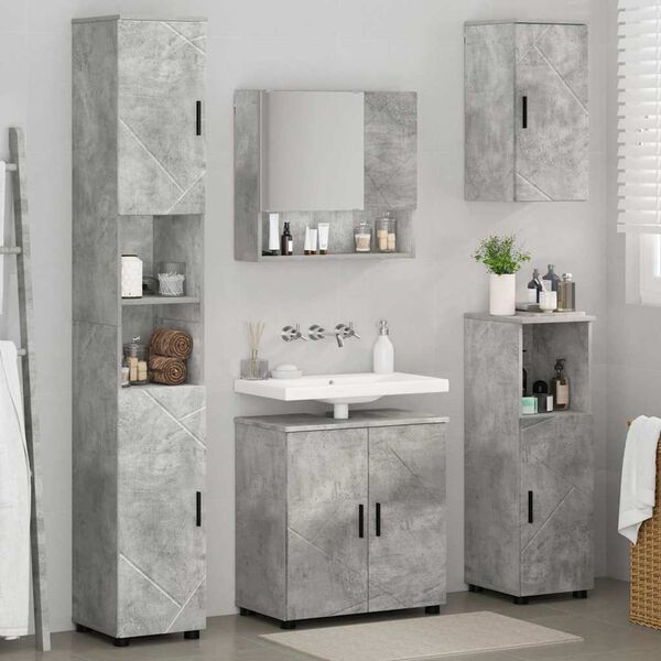 vidaXL Ensemble de mobilier de salle de bain 5 pcs Gris b&eacute;ton