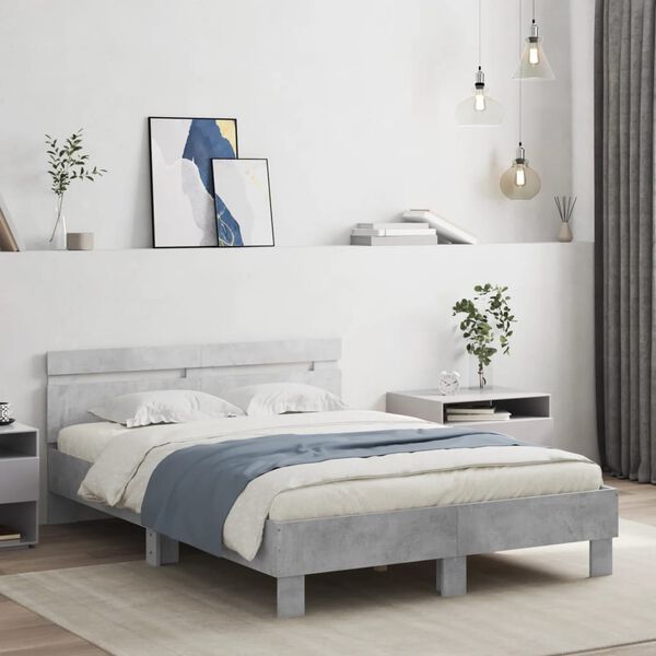 vidaXL Cadre de lit sans matelas gris b&eacute;ton 120x190 cm