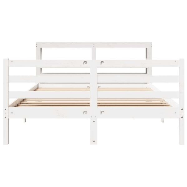 vidaXL Cadre de lit sans matelas blanc 135x190 cm bois de pin massif