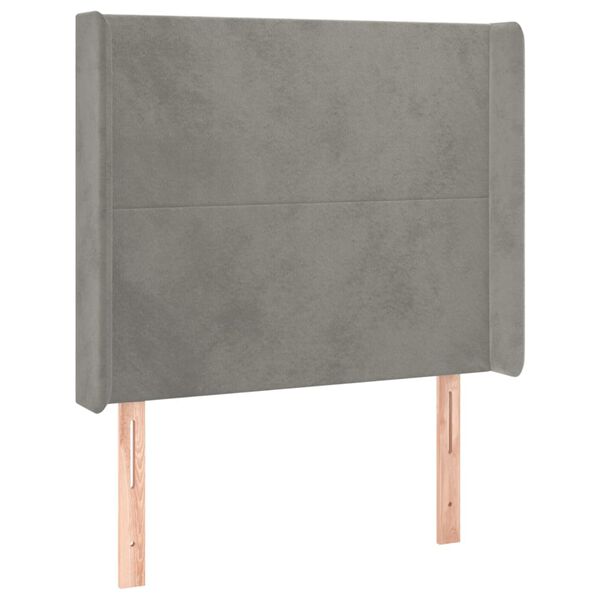 vidaXL T&ecirc;te de lit &agrave; LED Gris clair 93x16x118/128 cm Velours