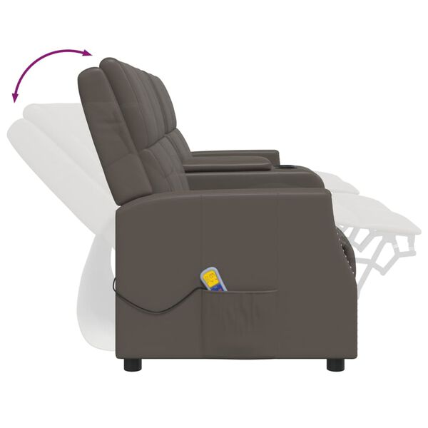 vidaXL Fauteuil de massage inclinable 4 places gris similicuir