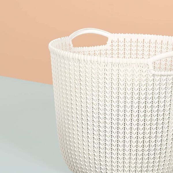 Curver Panier de rangement Knit Rond L 30 L Blanc cr&egrave;me