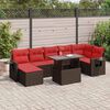 vidaXL Salon de jardin 8pcs avec coussins marron r&eacute;sine tress&eacute;e acacia