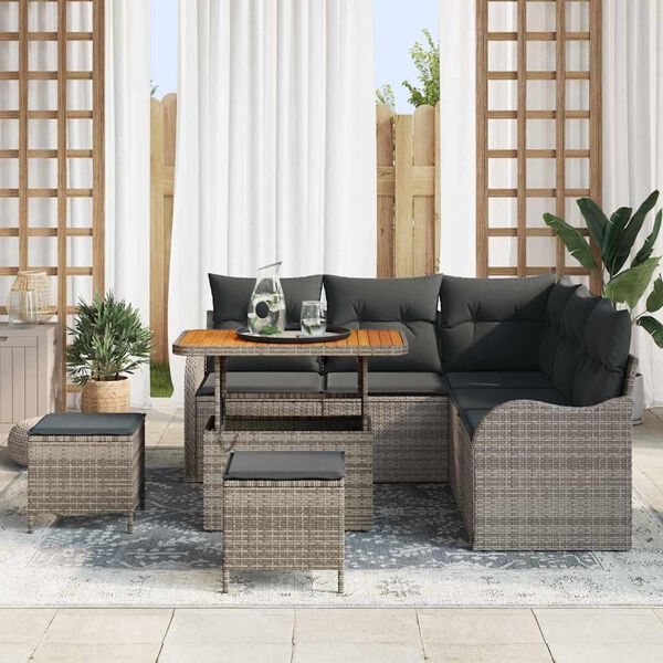 vidaXL Ensemble de canap&eacute; de jardin avec coussin 8 pcs Gris