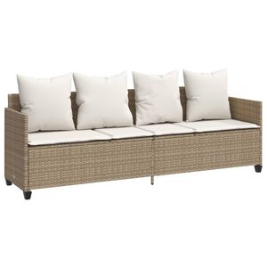 vidaXL Chaise longue avec coussins beige r&eacute;sine tress&eacute;e