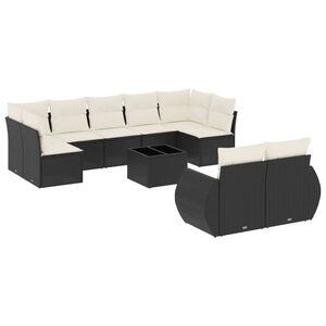 vidaXL Salon de jardin 10 pcs avec coussins noir r&eacute;sine tress&eacute;e