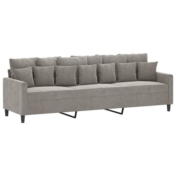 vidaXL Canap&eacute; &agrave; 3 places Gris clair 210 cm Velours