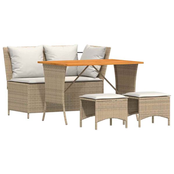 vidaXL Ensemble à manger de jardin coussins 4 pcs beige résine tressée