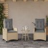 vidaXL Ensemble de bistro 3 pcs coussins m&eacute;lange beige r&eacute;sine tress&eacute;e