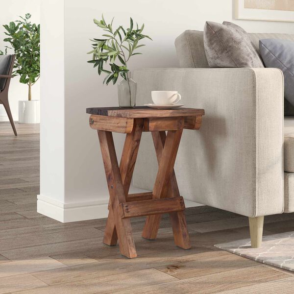 vidaXL Tabouret Naturel 30 x 30 x 48 cm Bois massif de r&eacute;cup&eacute;ration