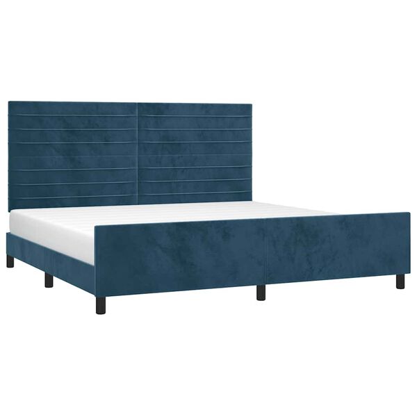vidaXL Cadre de lit sans matelas bleu fonc&eacute; 200x200 cm velours
