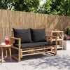 vidaXL Banc de jardin avec coussins 115 cm Bambou