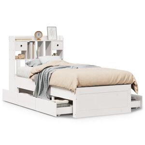 vidaXL Lit biblioth&egrave;que sans matelas blanc 75x190cm bois de pin massif