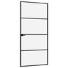 vidaXL Porte d'int&eacute;rieur Noir 93x201,5 cm Tremp&eacute; verre aluminium fin