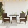 vidaXL Ensemble &agrave; manger de jardin et coussins 3pcs marron rotin verre