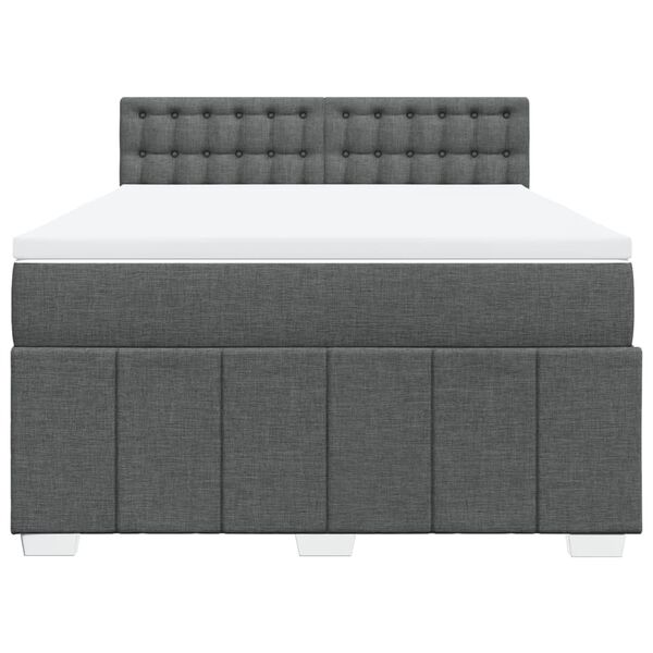 vidaXL Sommier &agrave; lattes de lit avec matelas Gris fonc&eacute; 140x200cm Tissu