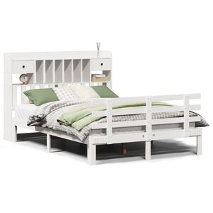 vidaXL Lit biblioth&egrave;que sans matelas blanc 140x200 cm bois pin massif