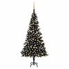 vidaXL Arbre de No&euml;l artificiel pr&eacute;-&eacute;clair&eacute; et boules noir 210 cm PVC