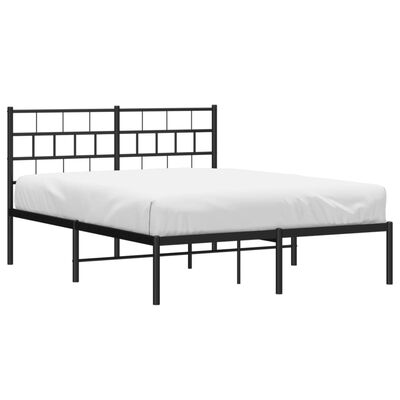 vidaXL Cadre de lit métal sans matelas avec tête de lit noir 135x190cm