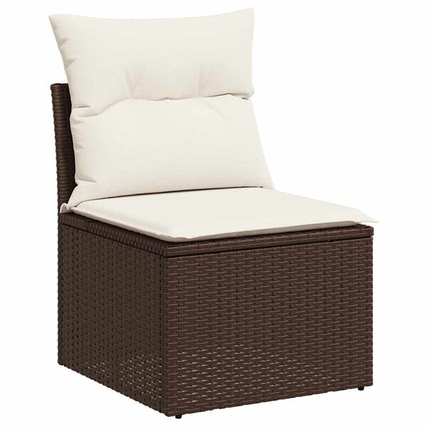 vidaXL Salon de jardin 10 pcs avec coussins marron r&eacute;sine tress&eacute;e