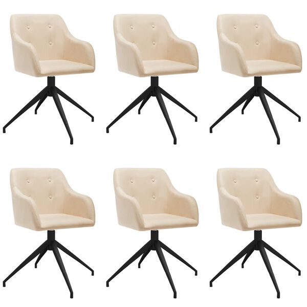 vidaXL Chaises pivotantes &agrave; manger lot de 6 Cr&egrave;me Tissu