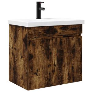 vidaXL Meuble de salle de bain avec robinet Ch&ecirc;ne fum&eacute;