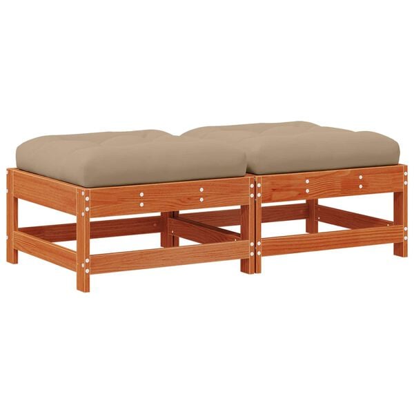 vidaXL Repose-pieds de jardin Pin massif Brun Cir&eacute;