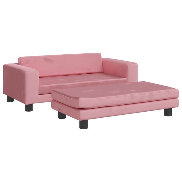 vidaXL Canap&eacute; avec repose-pied pour enfants rose 100x50x30 cm velours