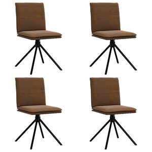 vidaXL Chaises &agrave; manger lot de 4 marron similicuir daim