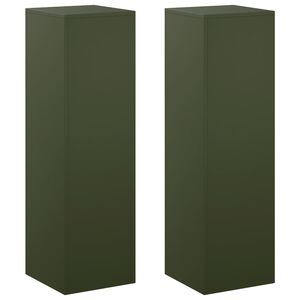 vidaXL Support de Plante 2 pcs Vert olive 30 x 30 x 100 cm Acier