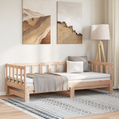 vidaXL Lit de jour et lit gigogne sans matelas 90x190 cm bois massif