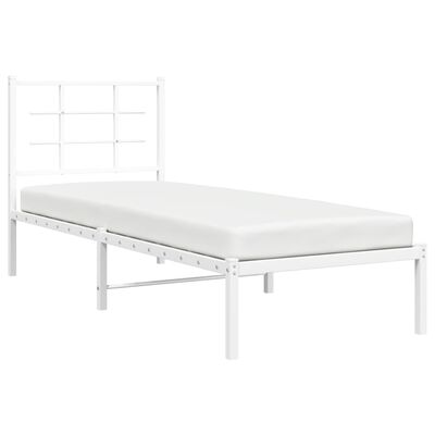 vidaXL Cadre de lit métal sans matelas avec tête de lit blanc 75x190cm