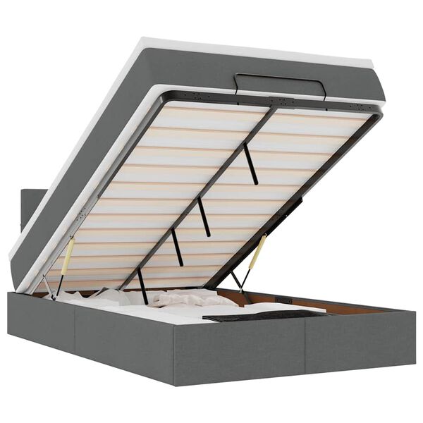 vidaXL Lit ottoman avec matelas gris fonc&eacute; 120x190 cm tissu