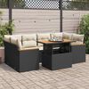 vidaXL Salon de jardin 6 pcs avec coussins noir r&eacute;sine tress&eacute;e acacia