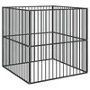 vidaXL Parc pour chien 4 panneaux noir acier galvanis&eacute;