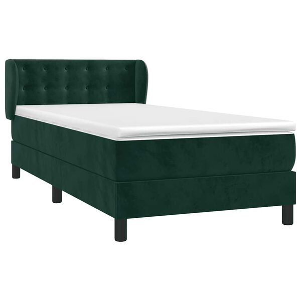 vidaXL Sommier &agrave; lattes de lit et matelas Vert fonc&eacute; 80x200 cm Velours